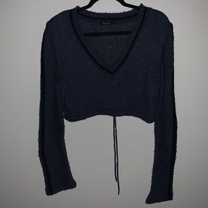 Slate Blue Cropped Top Sweater